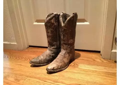 Pair of cast iron cowboy boots